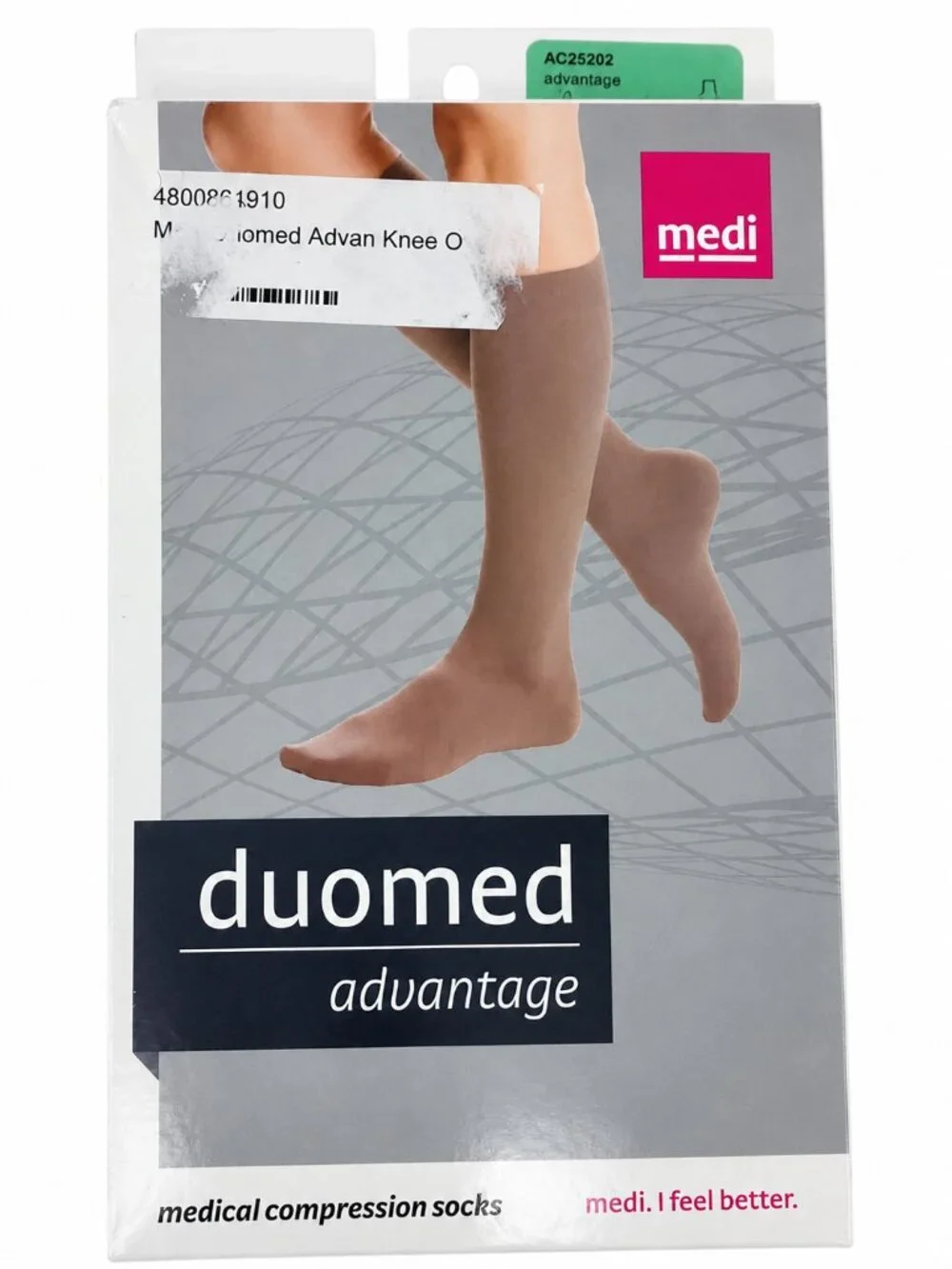 Duomed Advantage 20-30 mmHg Compression Stockings Beige Open Toe Medium NWOT